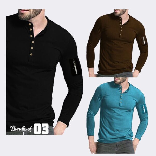 Pack of Three Zipper Sleeves T-shirt